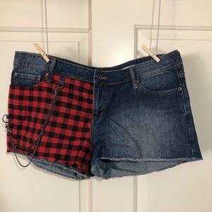 Buffalo Plaid Denim Shorts